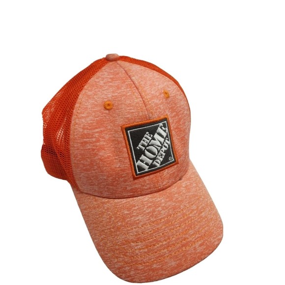 Vintage The Home Depot Printed Orange Snap-back, 1/2 mesh net, Faded orange - Picture 1 of 6